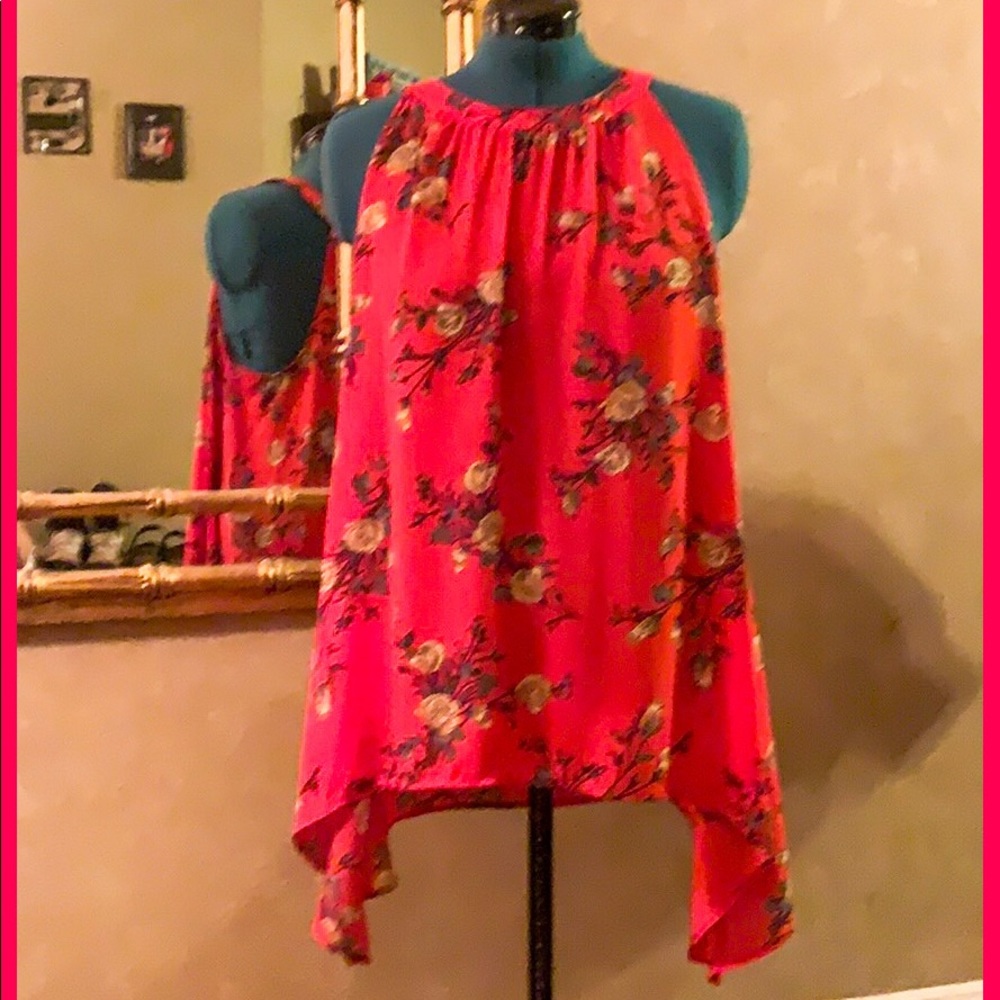 Torrid Goddess Tank Shirt Sz 2 Red w/ yellow